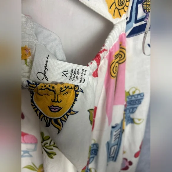 Japna Linen Blend Greece Summer Strapless sun Pocket Dress Size XL - Picture 9 of 11